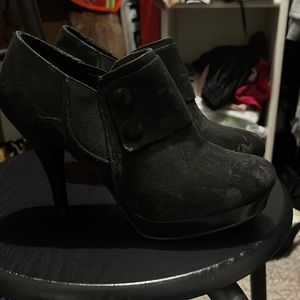 Black boots heels worn before